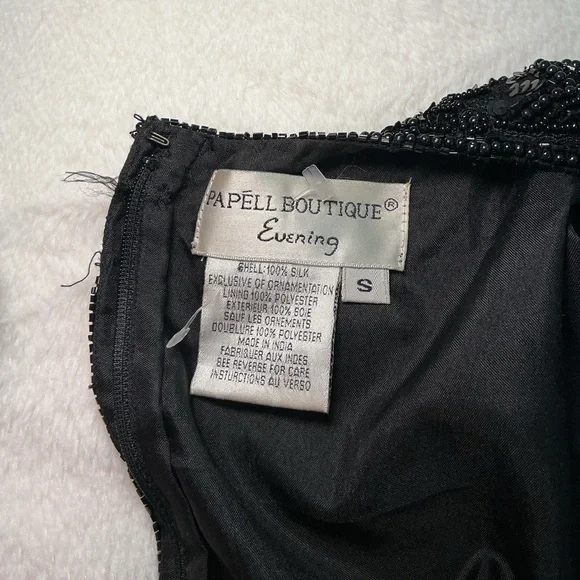 Vintage Black Beaded Short Sleeve Women's Top - Picture 4 of 12